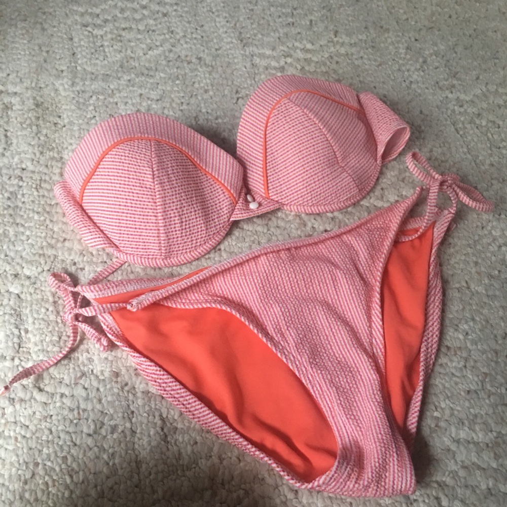 Xhileration pinup bikini orange/pink med w/ XL top